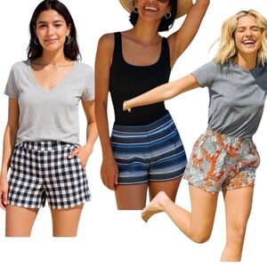 J.Crew Shorts Lot 3 Pair Size 00 Gingham Striped Paisley Summer Preppy Resort